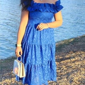 Vibrant blue midi dress